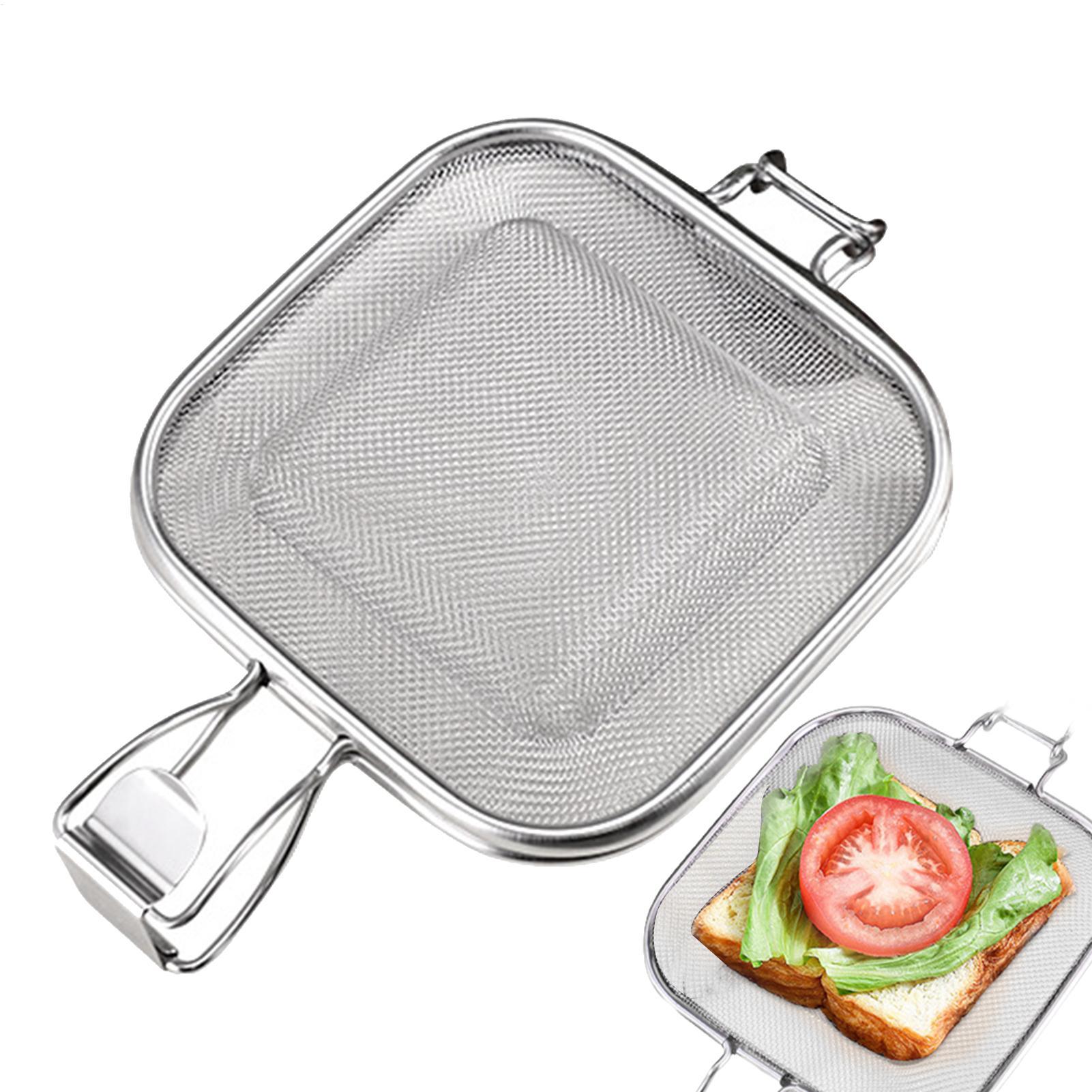 Hot Dog Press - 耐久性のあるサンドイッチプレスツール ステンレス鋼製ベーキングDIYメッシュ型 丸型ノンスティック ホットドッグ、サンドイッチ、パン、トーストに最適