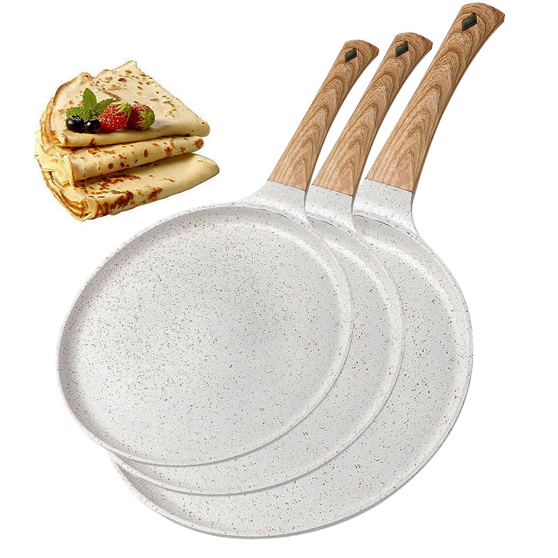Mini Pancake Griddle - 20/24/28cmノンスティッククレープエッグパン、ピザフライパン、トルティーヤグリドルパン、花崗岩コーティングフラットパンケーキパン、IH対応