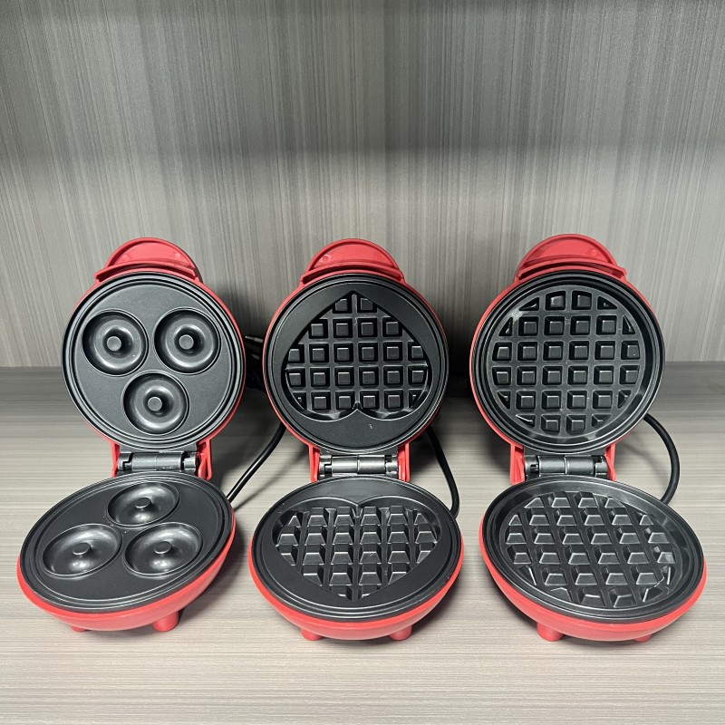 Mini Pancake Griddle - 多機能ミニハート型ワッフルメーカー両面加熱朝食トースター、ポータブルベーキングマシン家族パーティー用