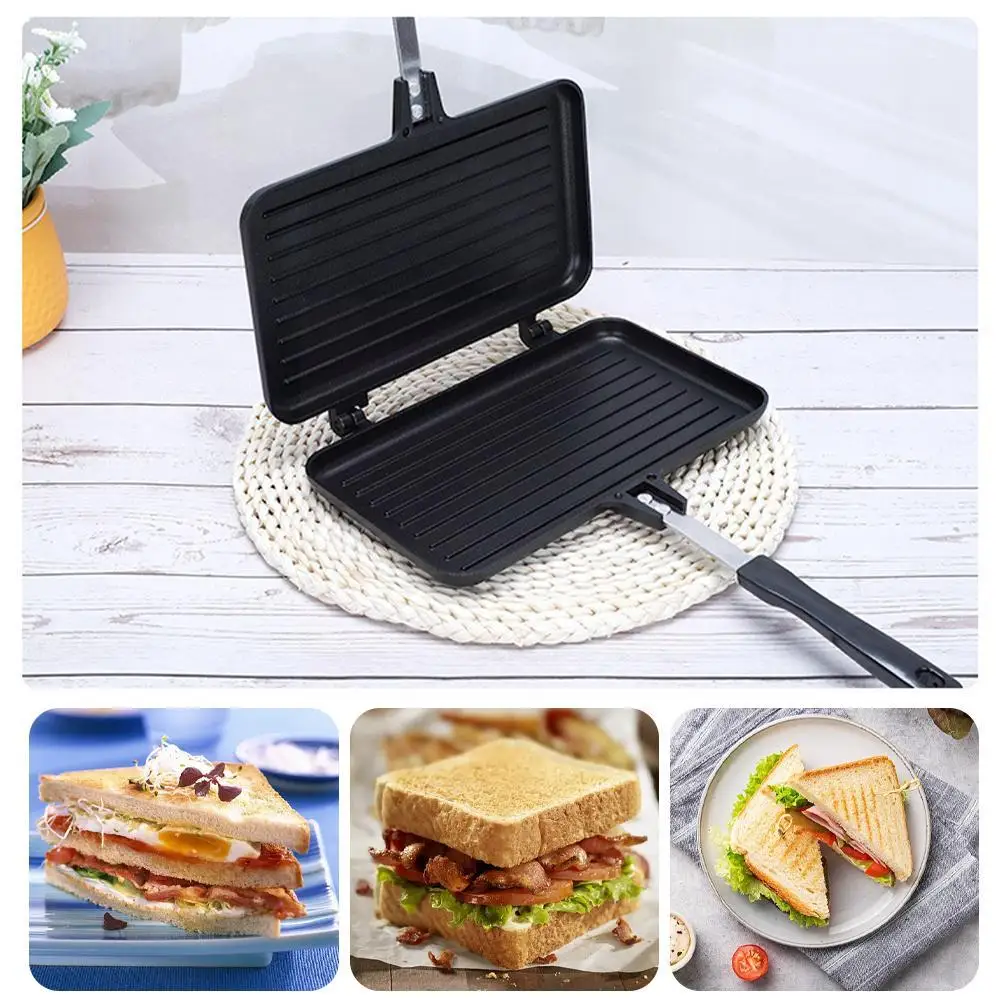 Mini Pancake Griddle - 両面フライパンノンスティックサンドイッチメーカーワッフルパンケーキスナックグリドルパンパンバーベキュープレートキッチン調理ツール