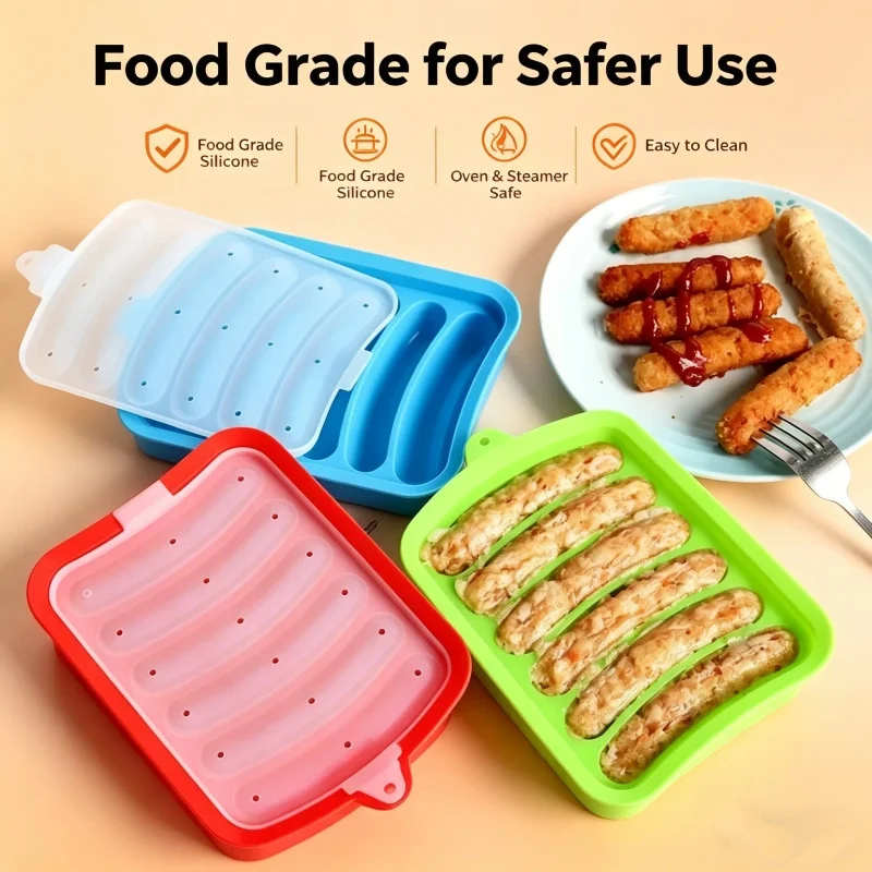 食品グレードシリコン製ソーセージ型 蓋付き 耐熱 簡単洗浄  - Hot Dog Press のレビューと価格