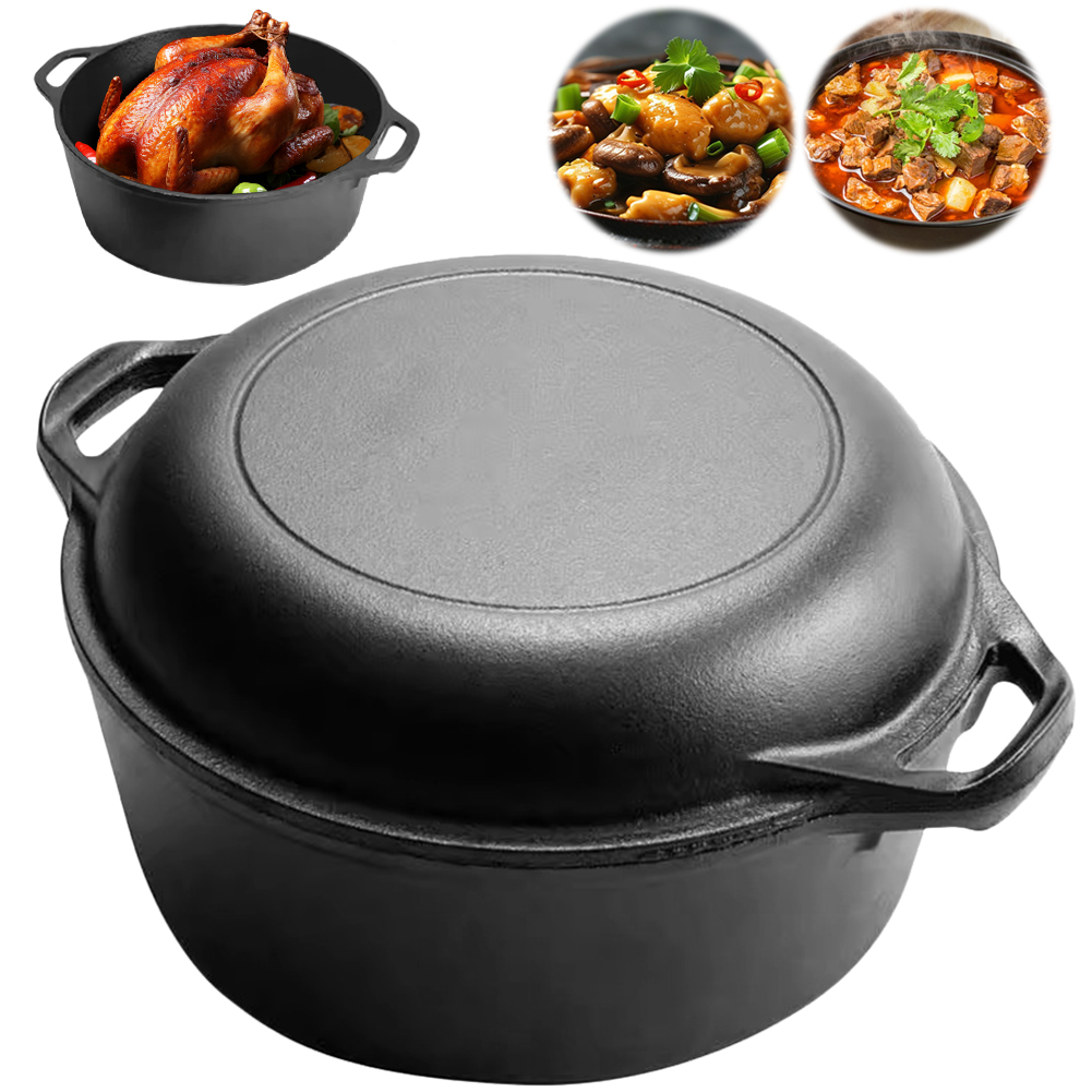 2 in 1 鋳鉄ダッチオーブン鍋、デュアルハンドル付きスキ - Cast Iron Corn のレビューと価格