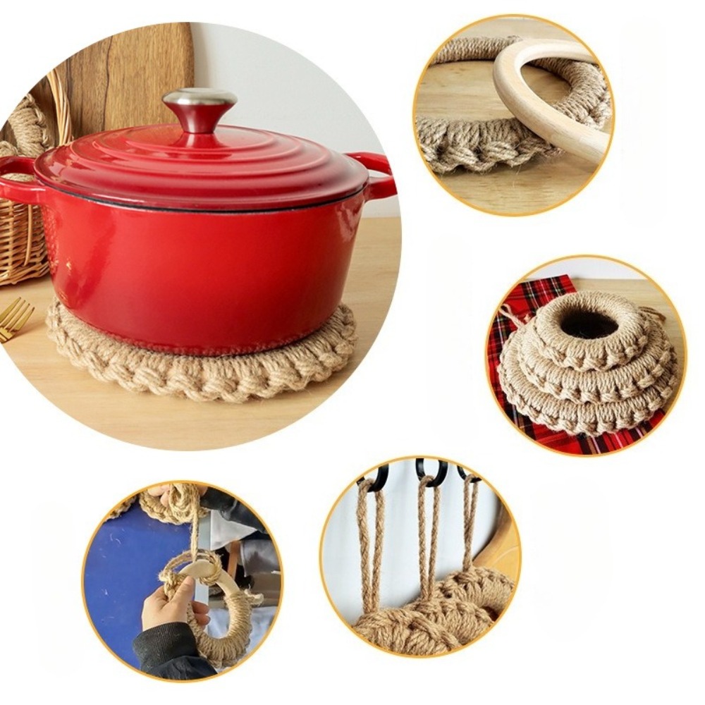 2個入り素朴なジュート織りトリベット、ボヘミアン風ホットパッ - Cast Iron Corn のレビューと価格