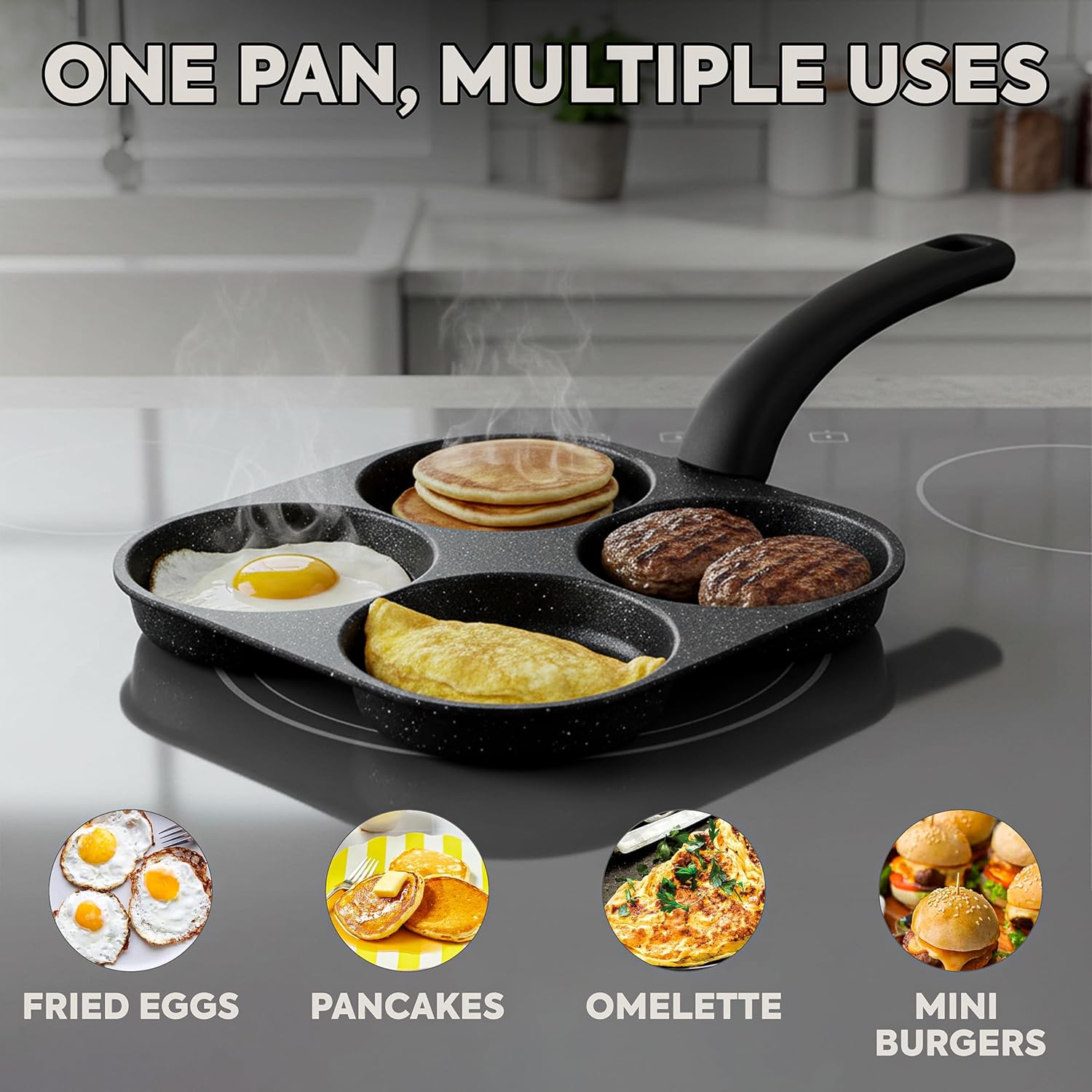 卵焼きフライパン ノンスティックパンケーキパン 4カップ調理 - Egg Waffle Pan のレビューと価格