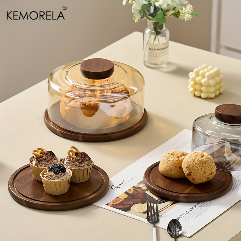 1個入り 丸型木製ケーキスタンド ガラスドーム蓋付き - 木 - Dim Sum Basket のレビューと価格